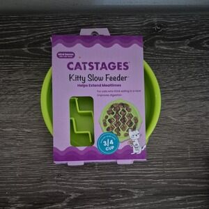 NEW - Petstages Kitty Slow Feeder Cat Bowl Holds 3/4 Cup of Wet/Dry Food